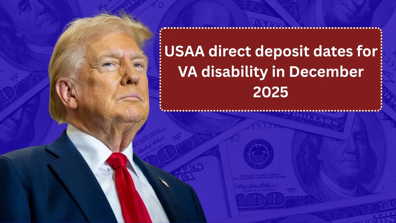 USAA direct deposit dates for VA disability in December 2025